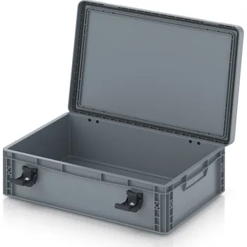 paleta Euro přepravka s víkem s panty Pro 61,1 x 42,7 x 18,7 cm, zavřená - Stříbrošedá - materiál: PP - EDP S 64/17 HG