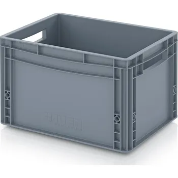 Euro přepravky uzavřené 40 x 30 x 27 cm, držadla otevřená - Stříbrošedá - materiál: PP - EG 43/27