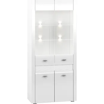 Knihovna Vitrína ARKO 04, Bílá/Bílý lesk