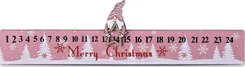 Vánoční dekorace Dřevěný adventní kalendář růžový/bílý 400 x 105 mm