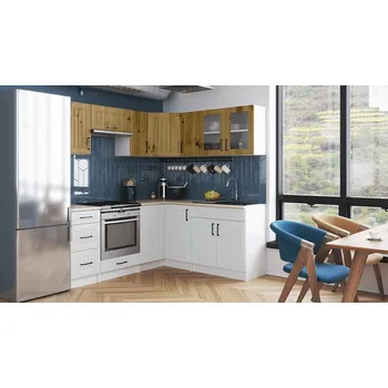 Kuchyňská linka Rohová kuchyňská linka Romana artisan/bílá MAT