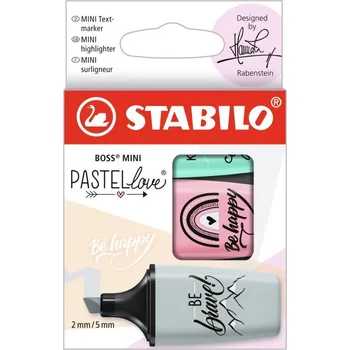 Zvýrazňovač STABILO BOSS MINI Pastellove 2.0 - 3 ks, růžová, tyrkysová, mátová