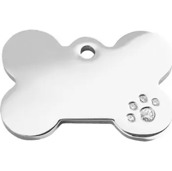 Vojenské psí známky Ocelová psí známka - kost se zirkony, vel. S