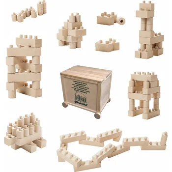 Dřevěná hračka Walachia Dřevěná skládací stavebnice Construct easy box 138 dílů