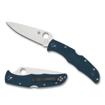 Pracovní nůž Spyderco Endura® 4, zavírací nůž s klipem, modrá střenka FRN, hladké ostří C10FPK390