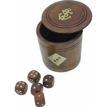 SEA Club Hrací kostky dřevěné v kulaté dóze výška 7,5 cm