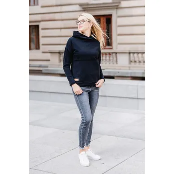 Dámská mikina Dámská tepláková mikina s kapucou BASIC No.2 černá - MIKABA2BLS