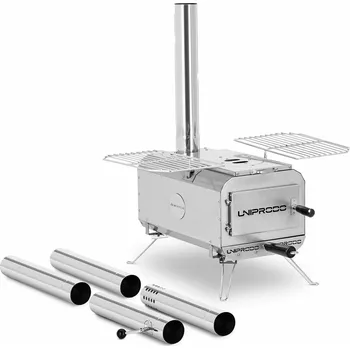 Uniprodo Stanová kamna skládací 460 x 280 x 231 mm stříbrná Příslušenství ke stanu Uniprodo Stanová kamna skládací 460 x 280 x 231 mm stříbrná