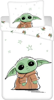 Ložní povlečení Jerry Fabrics Star Wars Baby Yoda 140 x 200, 70 x 90 cm zipový uzávěr