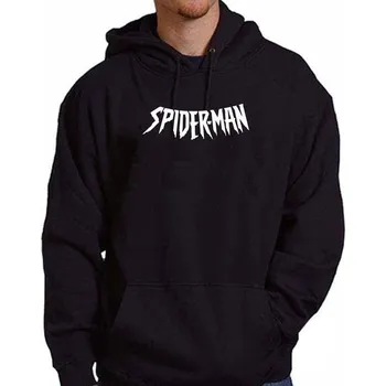 Pánská mikina mikina s kapucí SPIDERMAN - logo Černá XL
