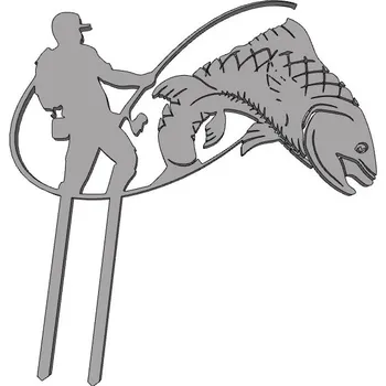 Lovící rybář - plastový zápich - Fialová