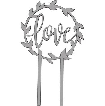 Love v rámečku - plastový zápich - Zelená