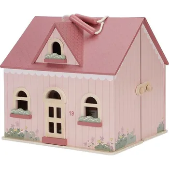 Domeček pro panenku Little Dutch Domeček pro panenky dřevěný přenosný 30 x 28 x 27,5 cm růžový