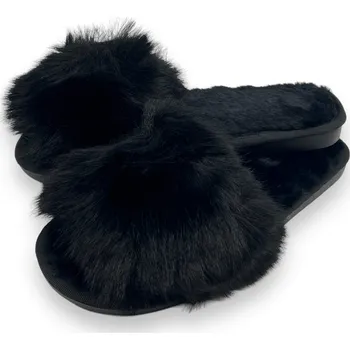 Pánské tenisky Fashion Dámské černé chlupaté pantofle Barva: Černá, Velikost: 38/39