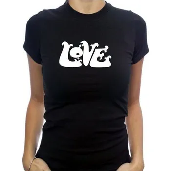 dámské tričko LOVE-Hippie Logo Černá S