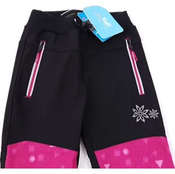 Kugo Dětské oteplené softshellové kalhoty 98-140 Barva: černé + růžová, Velikost: 110