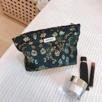 Kosmetická taška Retro květinová kosmetická taška z plátna - A