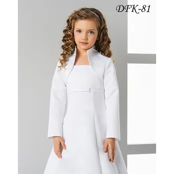 Dívčí šaty Dětské saténové svatební bolerko s dlouhým rukávem DFK-81 Barva: ivory, Vybraná velikost: velikost 158