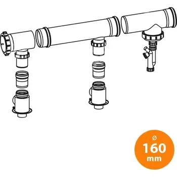 Kotel Thermona THERM sada odkouření kaskády UV STABIL pro 2 kotle 49 KD, 65 KD, pr. 160 mm, 43761.1