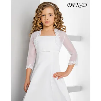 Dívčí šaty Dětské organzové svatební bolerko lemované krajkou DFK-25 Barva: ivory, Vybraná velikost: velikost 158