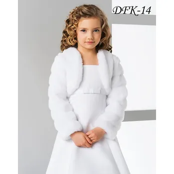 Dívčí šaty Dětské kožešinové svatební bolerko s dlouhým rukávem DFK-14 Barva: ivory, Vybraná velikost: velikost 158