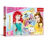 TREFL Puzzle třpytivé Disney princezny - Vzpomínky Belly a Ariely 100 dílků