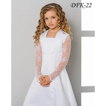 Dívčí šaty Dětské saténové bolerko s krajkovými rukávy DFK-22 Barva: ivory, Vybraná velikost: velikost 158