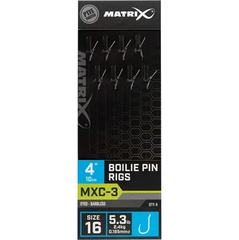 8ks - Hotový Návazec Matrix MXC-3 4” Boilie Pin Rigs 0,165mm/Vel. 16