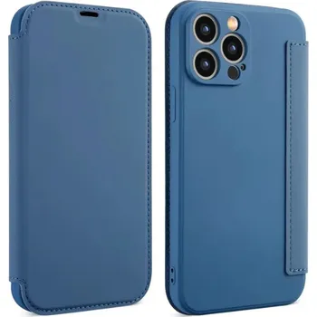 Pouzdro na mobilní telefon Silikonové barevné flip pouzdro kniha pro iPhone 15 Pro Barva: Tmavě modrá