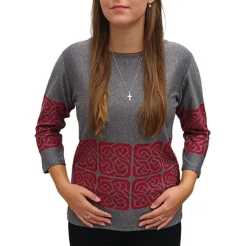 Dámská halenka Halenka Pratto šedá s vínovými vzory velikost pratto: 48