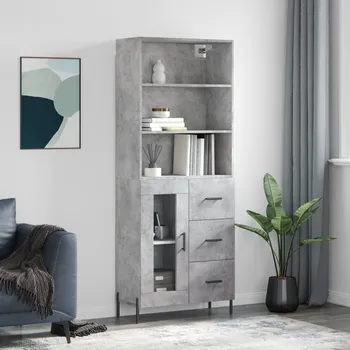 Příborník do zásuvky vidaXL Skříň highboard 69,5 x 34 x 180 cm kompozitní dřevo [3189520] Barva: Betonová šedá