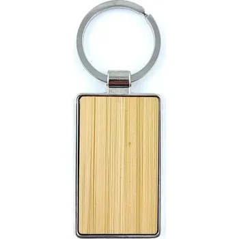 Přívěšek bambusový obdélníkový 52x32mm s kroužkem na klíče s možností laserového gravírování