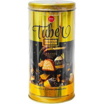 Bonboniéra Bonboniéra CHIQOLA TUBER 300 g CARAMEL (bonboniéra v plastové dóze ve tvaru tuby / CANDY BOX / karamelové pralinky)