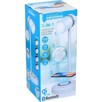Stojací lampa GRUNDIG Stolní lampa LED s bezdrátovou nabíječkou na mobil 3v1 ED-247255