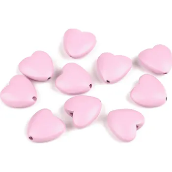 Dětské navlékací korálky Dřevěné korálky srdce O20 mm, 340424, růžové