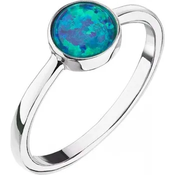 Prsten Stříbrný prsten se syntetickým opálem zelený kulatý 15001.1 green velikost 54