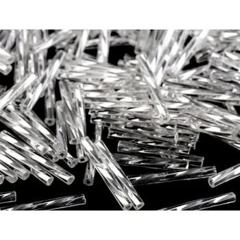 Dětské navlékací korálky Rokajl PRECIOSA - čípky stříbrná kroucená > 30mm/25ks