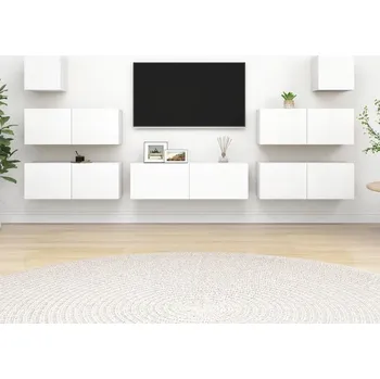 Obývací stěna vidaXL 7dílný set TV skříněk dřevotříska [3078818] Barva: Bílá