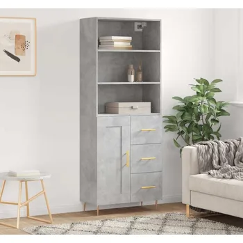 Příborník do zásuvky vidaXL Skříň highboard 69,5 x 34 x 180 cm kompozitní dřevo [3190005] Barva: Betonová šedá