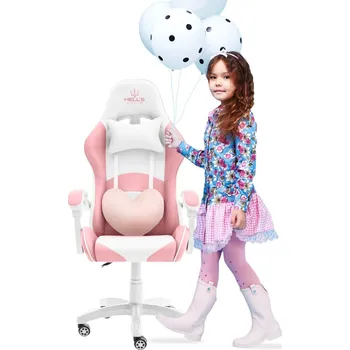 Herní židle Dětská herní židle v růžové barvě pro dívku KIDS PINK- WHITE