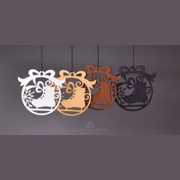 Vánoční ozdoba WoodenPuzzle.cz Dřevěná ozdoba kulatá - Brusle Barva: Dubová lazura