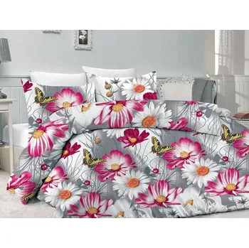 Povlečení Bavlněné povlečení na dvě lůžka - Karla - lila/šedé