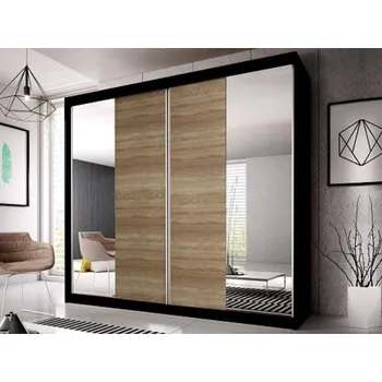 Ložnicová sestava Murphy 36 230 cm černá / dub sonoma / zrcadlo