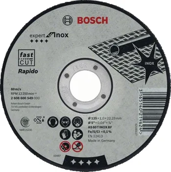 Řezný kotouč Bosch zakřivený řezný kotouč Expert pro Inox Rapido 230x22x1,9mm (2.608.600.711)