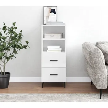 vidaXL Příborník 34,5 x 34 x 90 cm kompozitní dřevo [828684] Barva: bílá s vysokým leskem