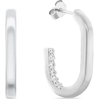 Náušnice Brilio Silver Elegantní stříbrné oválné náušnice se zirkony EA992W + 2 měsíce na vrácení zboží