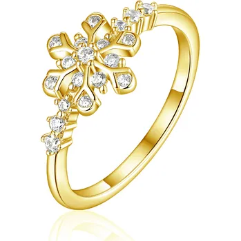 Prsten Olivie Stříbrný prsten SNĚHOVÁ VLOČKA GOLD 8053 Velikost prstenů: 7 (EU: 54-56) Ag 925; ≤1,8 g.