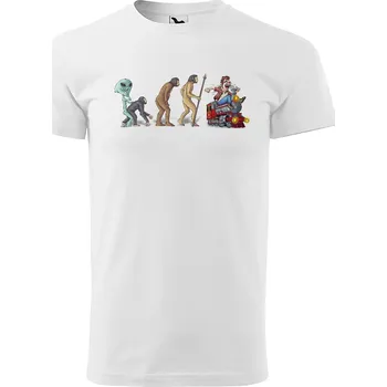 Tričko Evoluce milovníka vlaků (Velikost: 4XL, Barva trička: Bílá)
