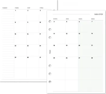 Náplň do diáře Fleppi Náplň do diáře A5 měsíční přehledy 2024 měsíce za sebou