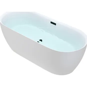 Vana BPS-koupelny Volně stojící akrylátová vana HYD-CES518B 160x75 bílá, odtokový komplet černý